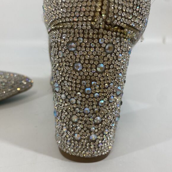 Betsey Johnson Cady Go Go Ankle Boots Silver Rhinestone Disco Dancing 9.5 - Picture 10 of 12
